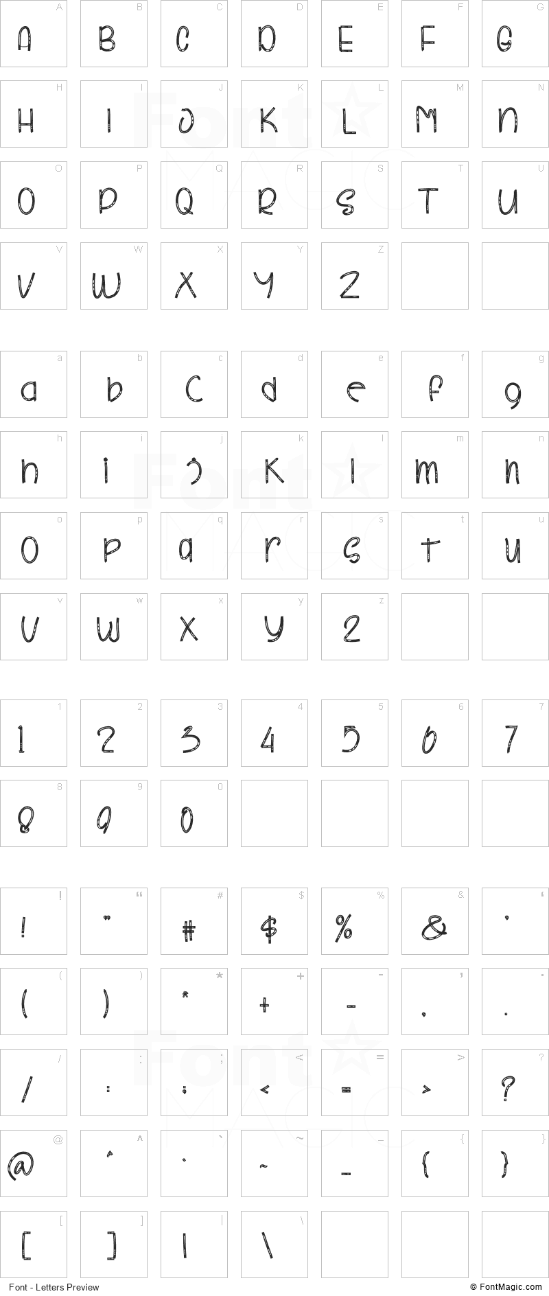 Hello Moon Font - All Latters Preview Chart
